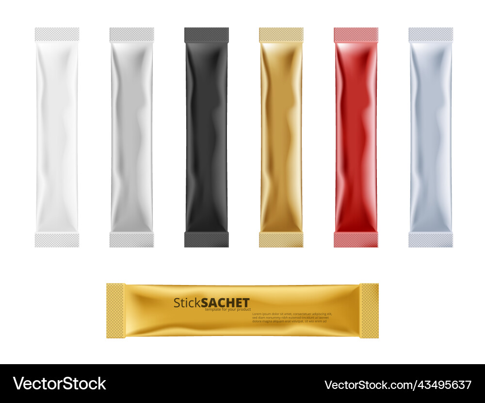 3d stick sachet package for coffee sugar or other Vector Image