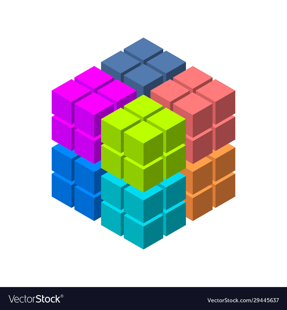 Abstract 3d cube from cubes isolated on white