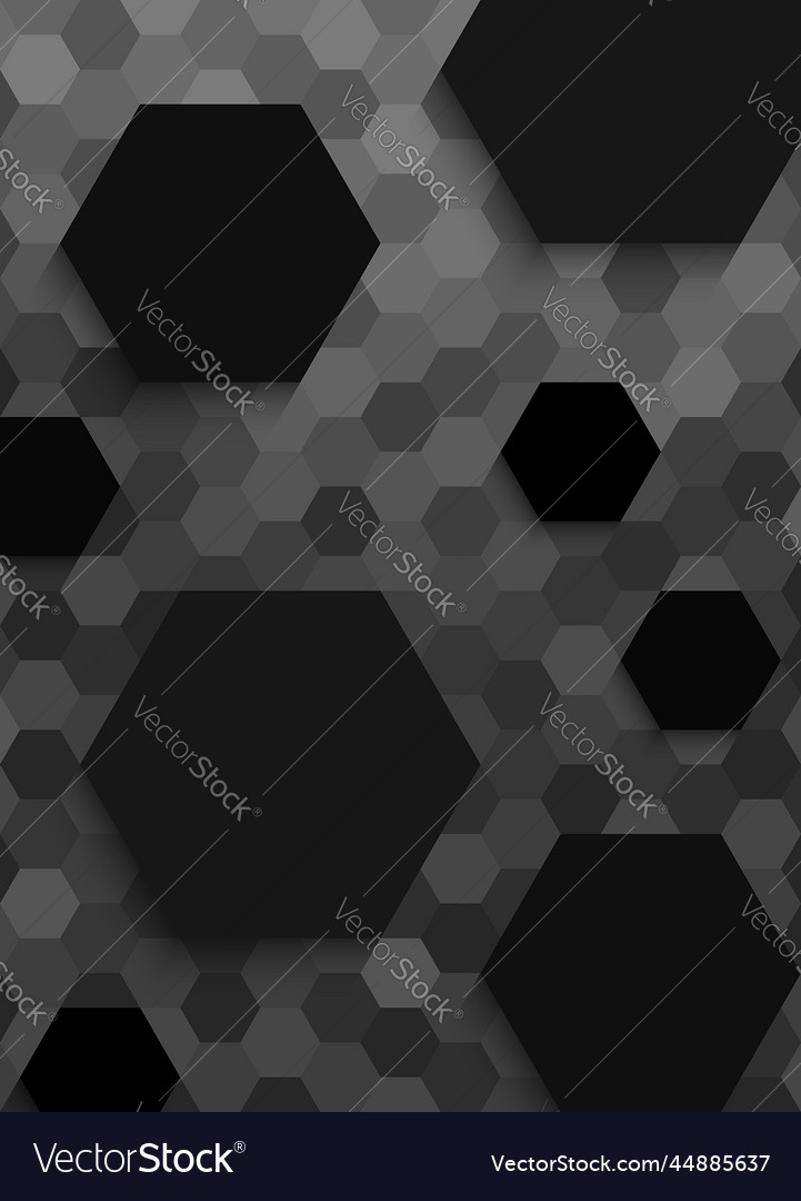 Abstract background black gray hexagonal shape vector image Abstract background black gray hexagonal shape