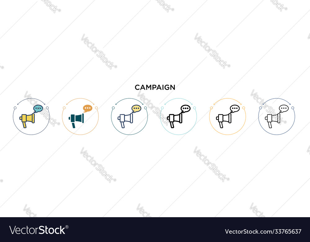 Campaign icon in filled thin line outline