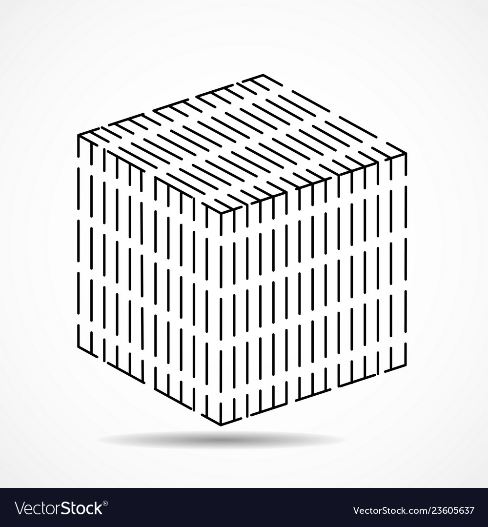 Cube of lines geometric square shape