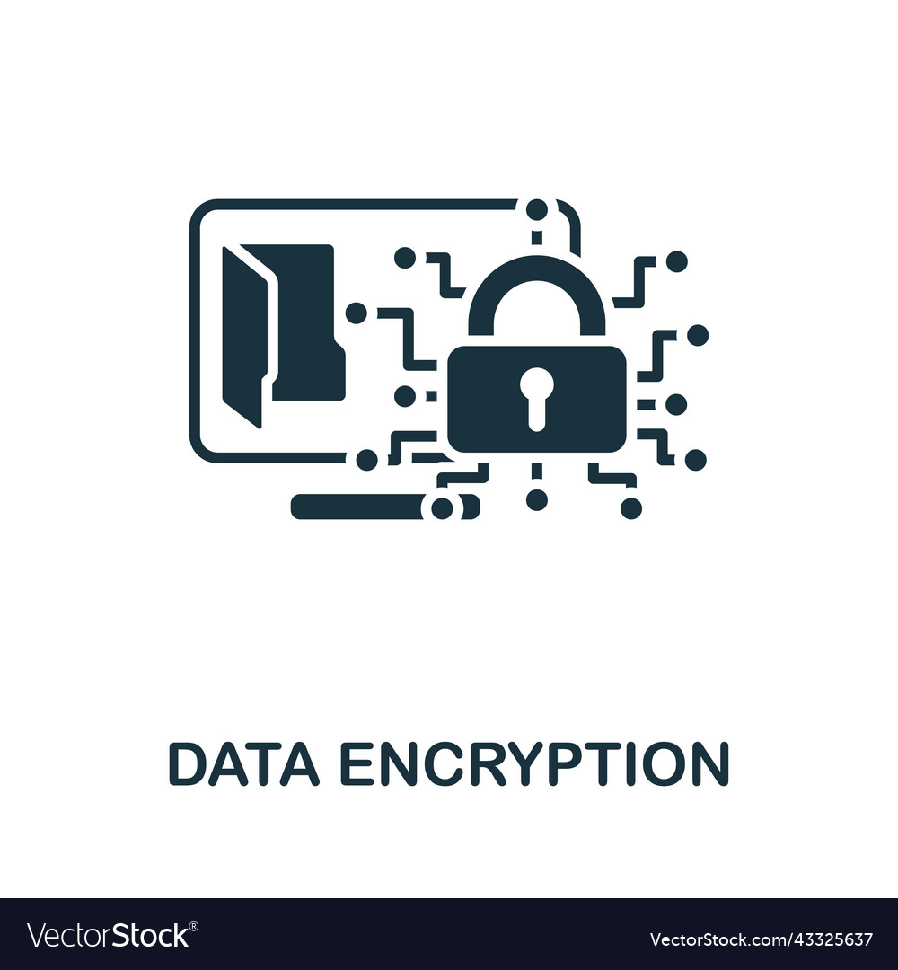 Data encryption icon monochrome simple cybercrime vector image Data encryption icon monochrome simple cybercrime