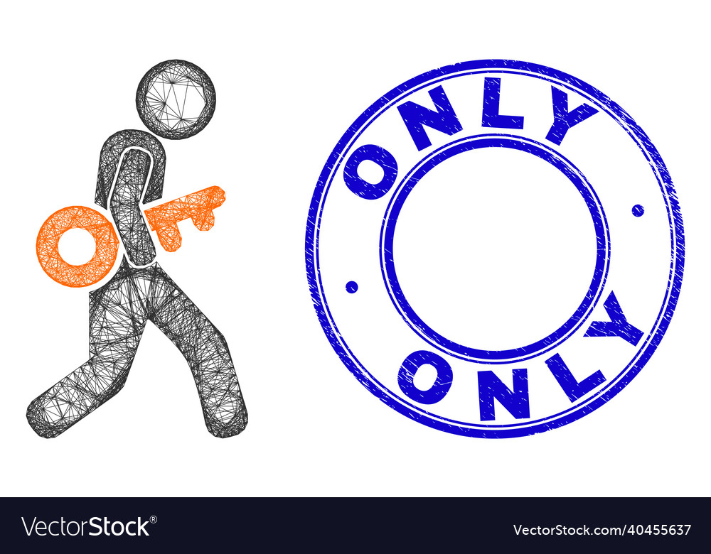 Distress only stamp and net irregular mesh thief vector image Distress only stamp and net irregular mesh thief