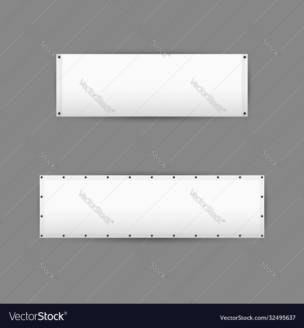 Empty white vinyl banners with grommets