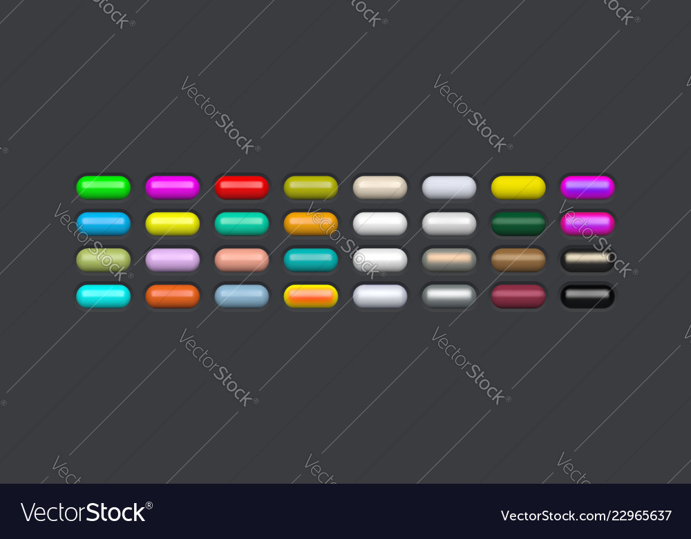 Glossy web elements colored oval buttons 3d design