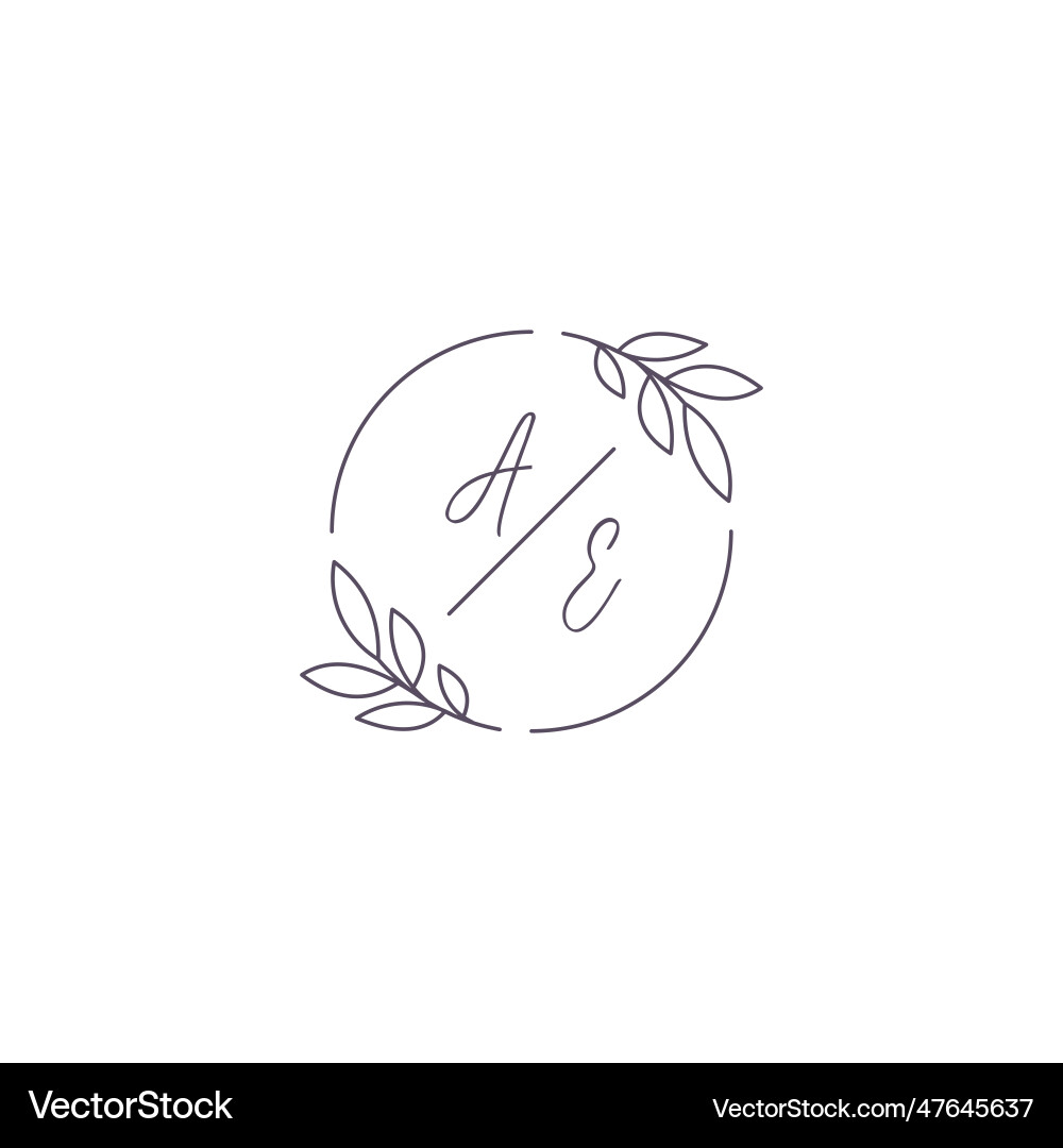 Initials ae monogram wedding logo with simple Vector Image