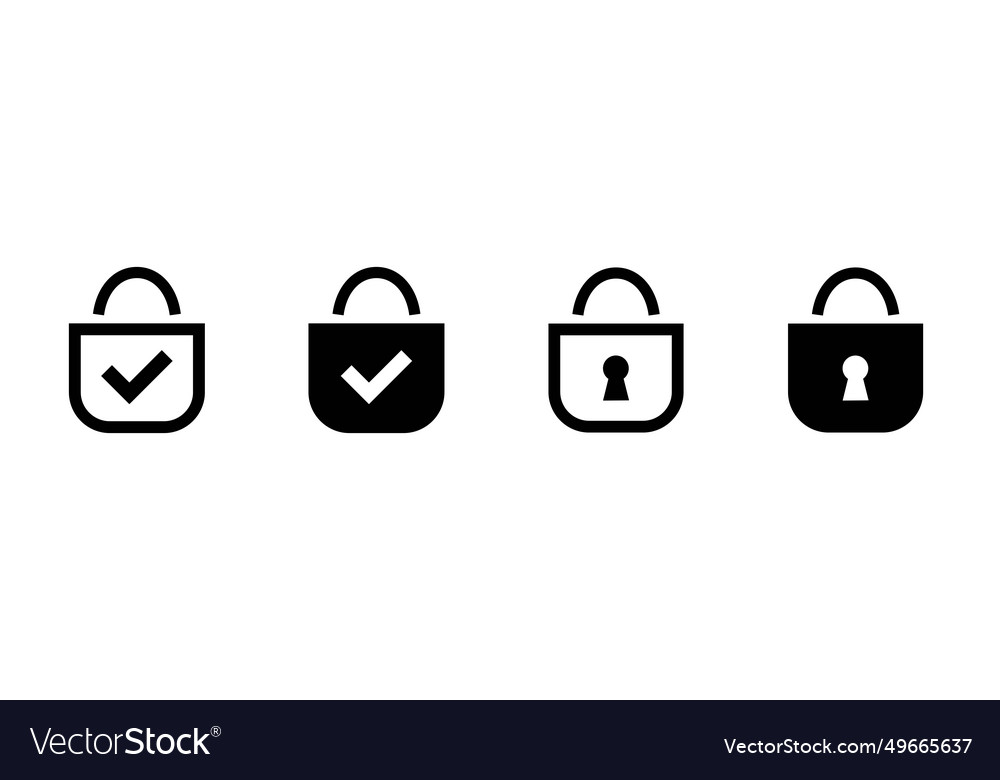 Lock minimalistic line and solid icon vector image Lock minimalistic line and solid icon