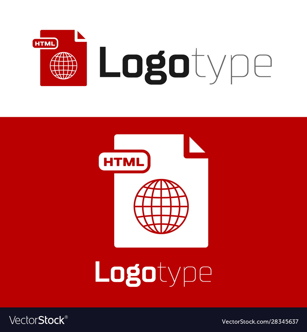 Red html file document download button icon vector image Red html file document download button icon