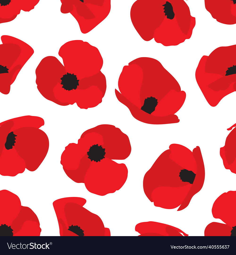 Red Poppy Seamless Pattern