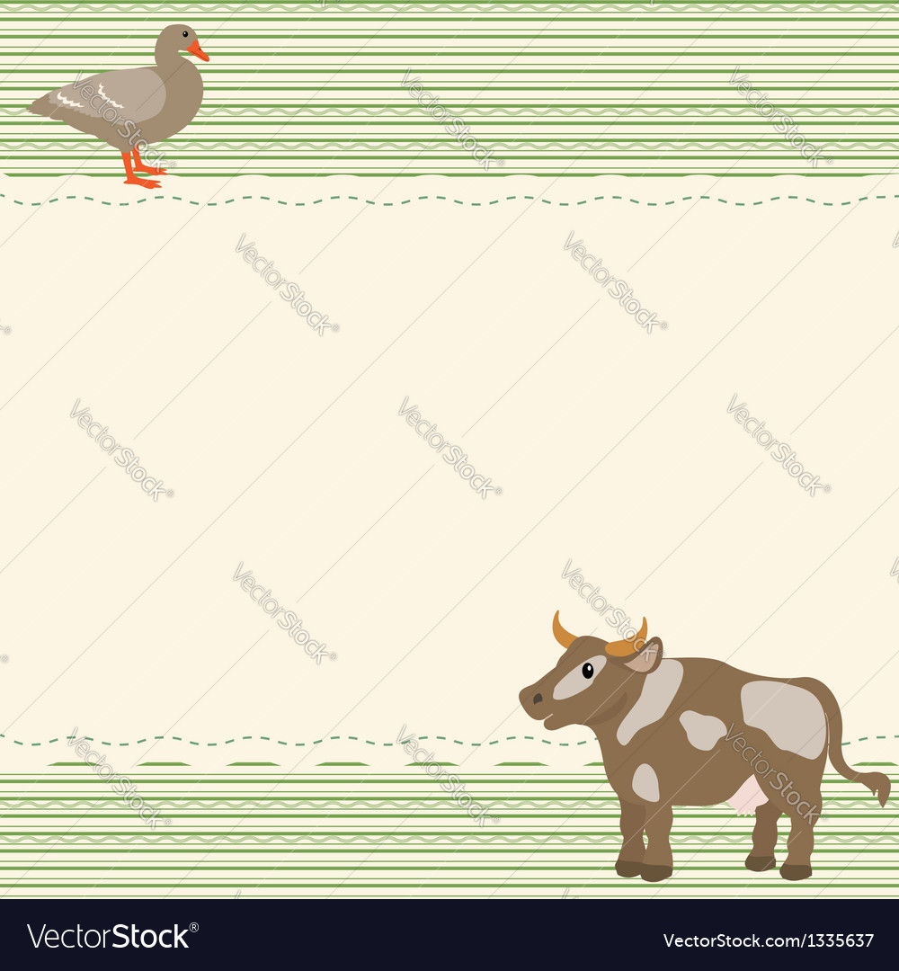 Rural style card with cow and goose