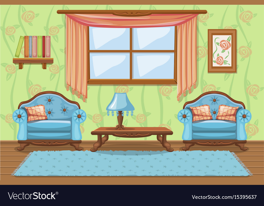 Set cartoon cushioned furniture living room Vector Image