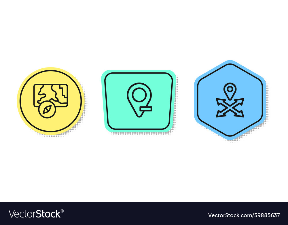Set line city map navigation location vector image Set line city map navigation location