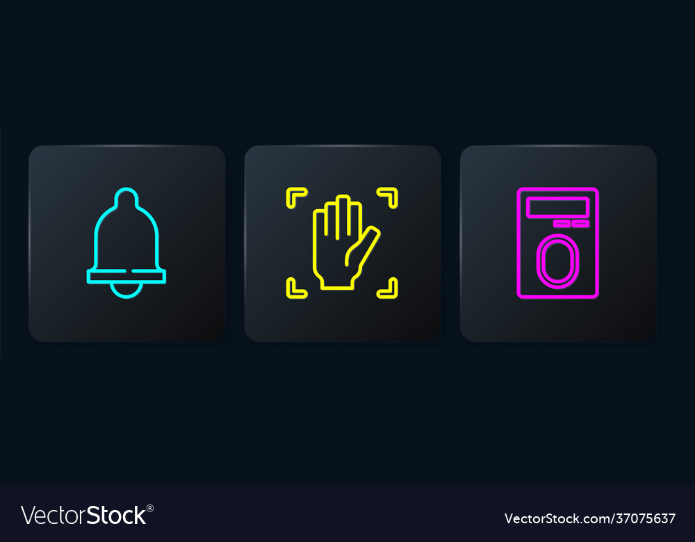 Set line motion sensor fingerprint with lock vector image Set line motion sensor fingerprint with lock
