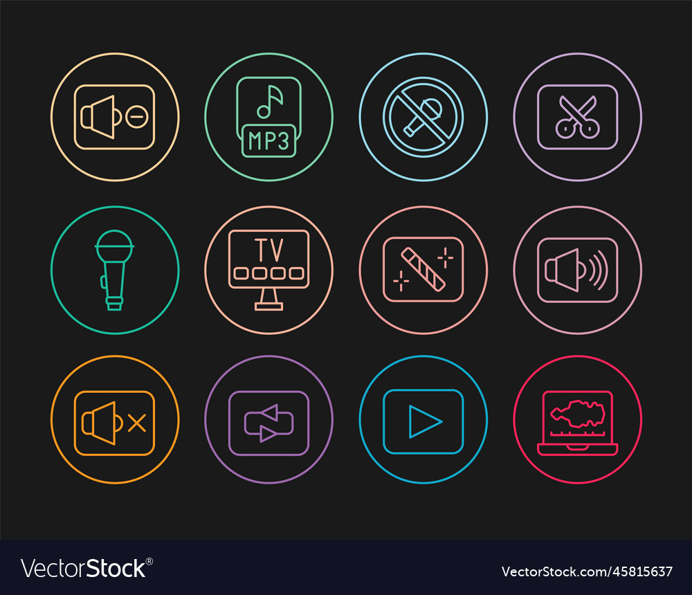 Set line sound or audio recorder speaker volume Vector Image Set line sound or audio recorder speaker volume