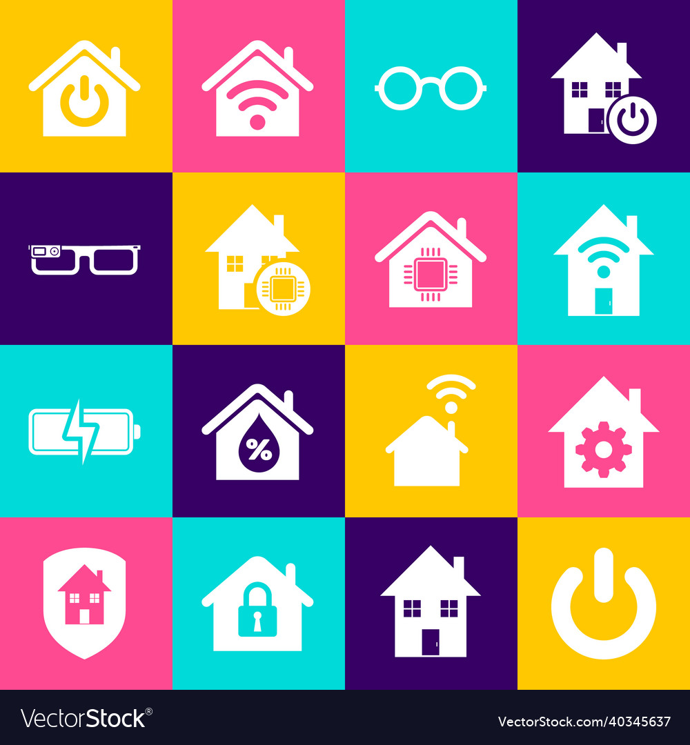Set power button smart home settings with wi-fi vector image Set power button smart home settings with wi-fi