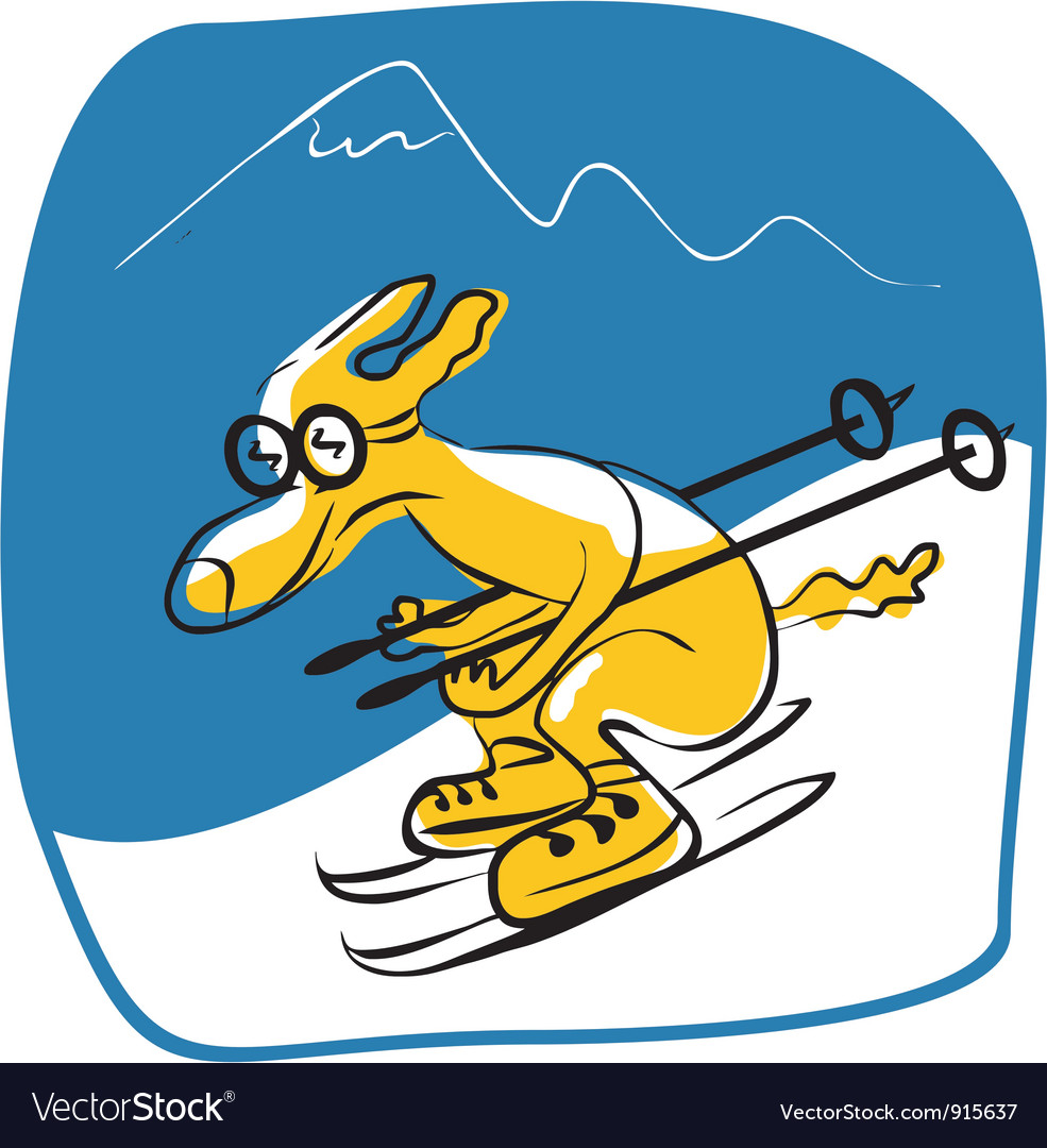 Skiing dog Royalty Free Vector Image - VectorStock