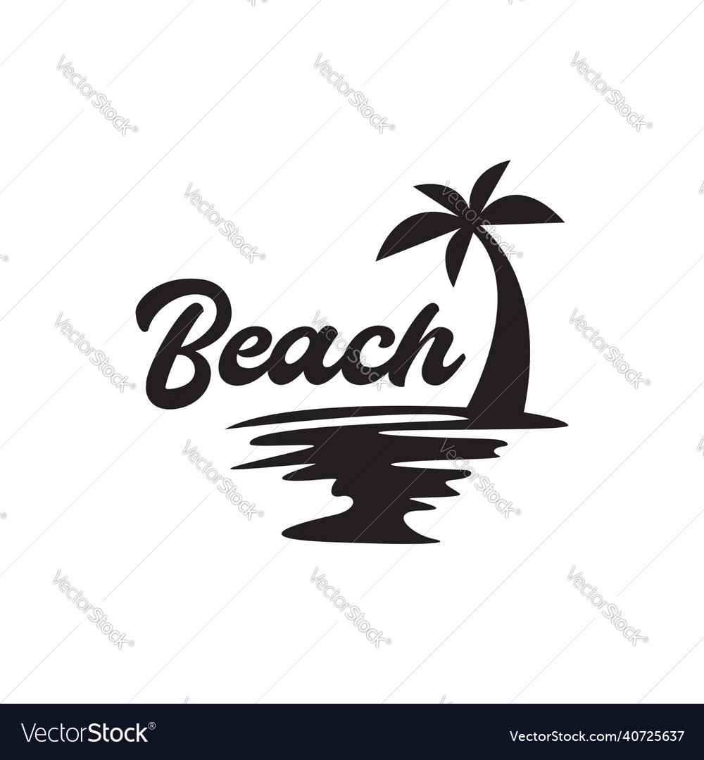 Vintage silhouette coconut tree with water logo Vector Image