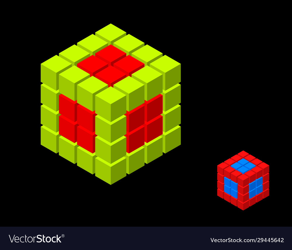 Abstract 3d cube from cubes isometric projection