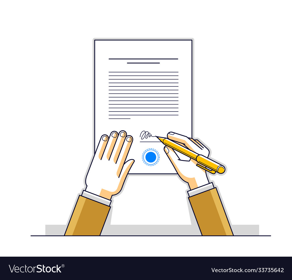 Businessman signs contract official paper Vector Image