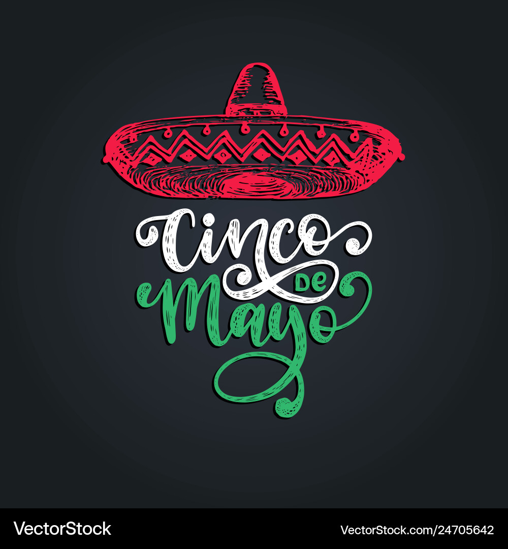 Cinco de mayo hand lettering translation from Vector Image