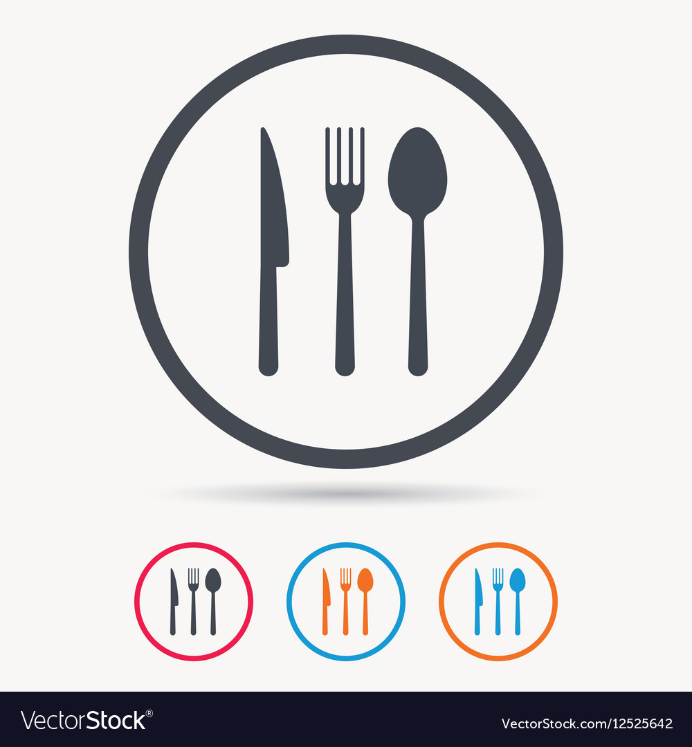 Fork knife and spoon icons cutlery sign