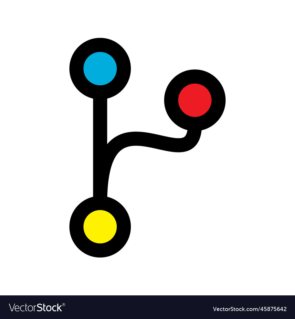Git branch icon line isolated on white background vector image Git branch icon line isolated on white background
