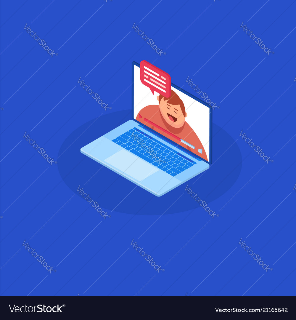 Isometrics video chatting online on computer
