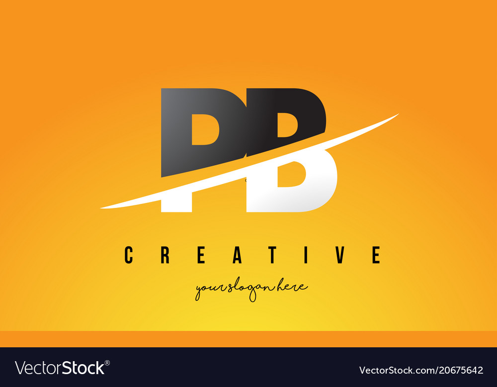 Pb P B Letter Modern Logo Design With Yellow Vector Image