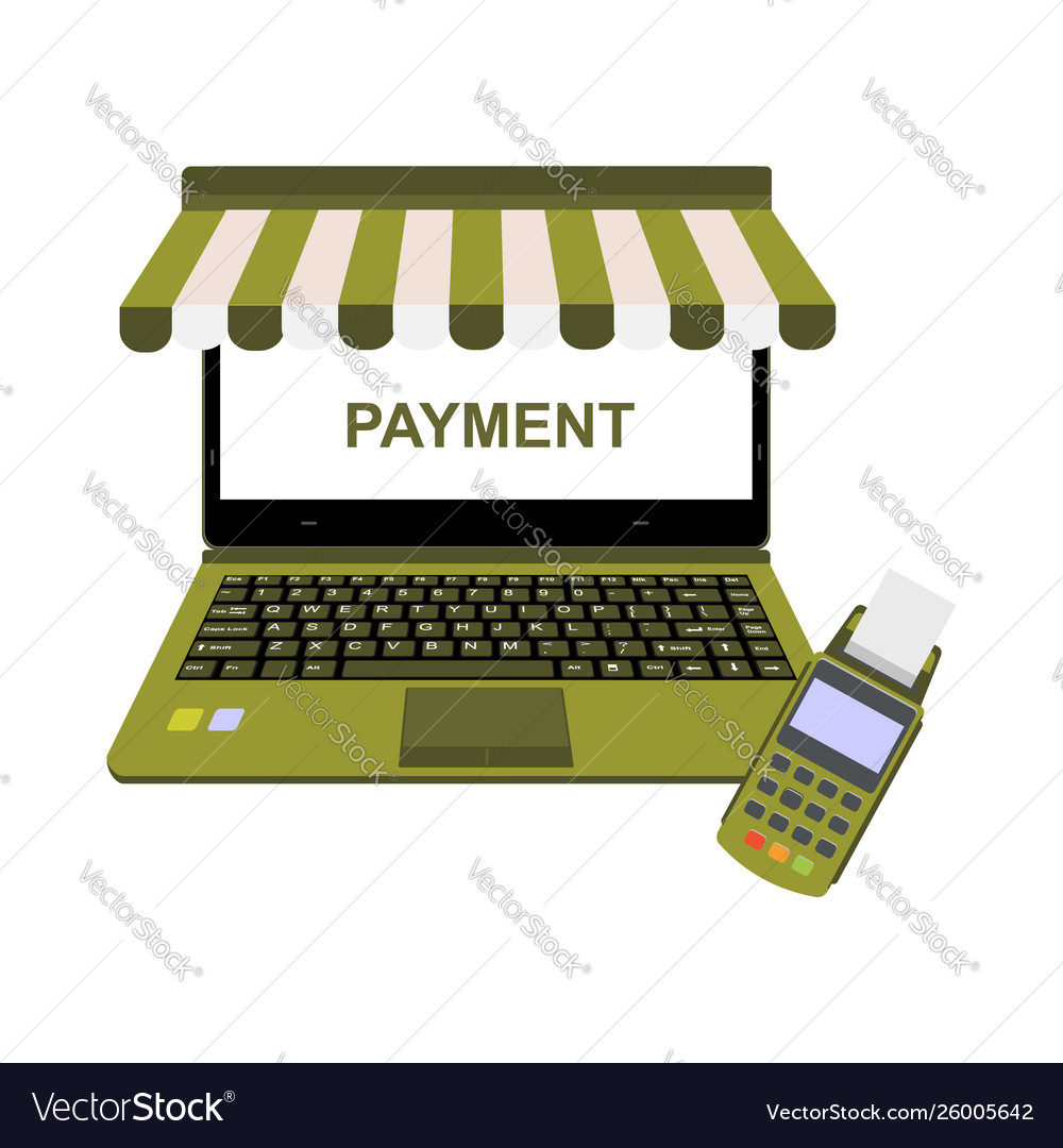 Realistic laptop display online shop payment