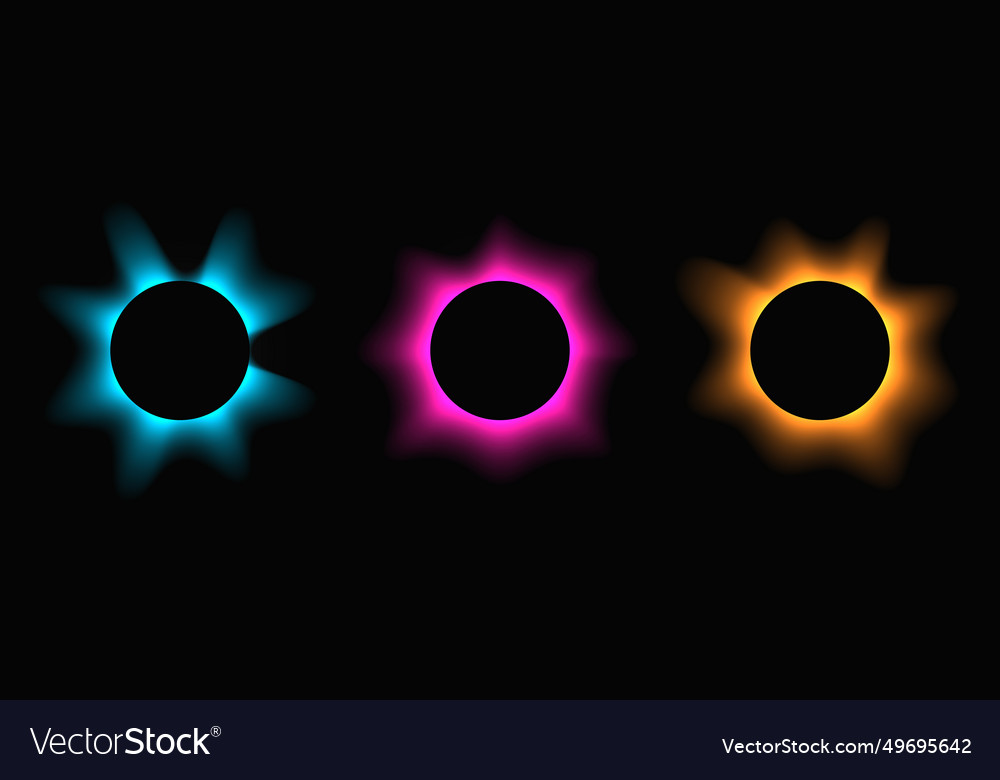 Set of circle illuminate light frames with color vector image Set of circle illuminate light frames with color