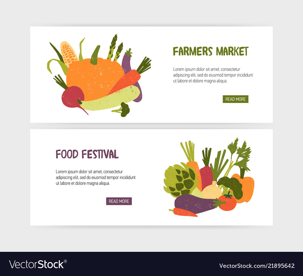 Set of web banner templates with tasty organic