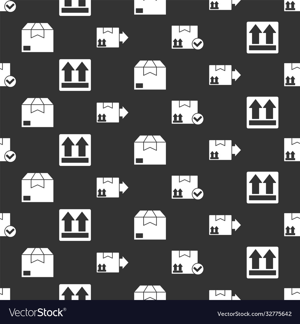 Set package box with check mark this side up vector image Set package box with check mark this side up