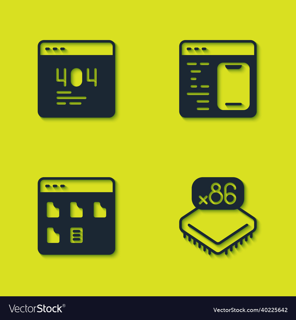 Set page with a 404 error processor microcircuits vector image Set page with a 404 error processor microcircuits