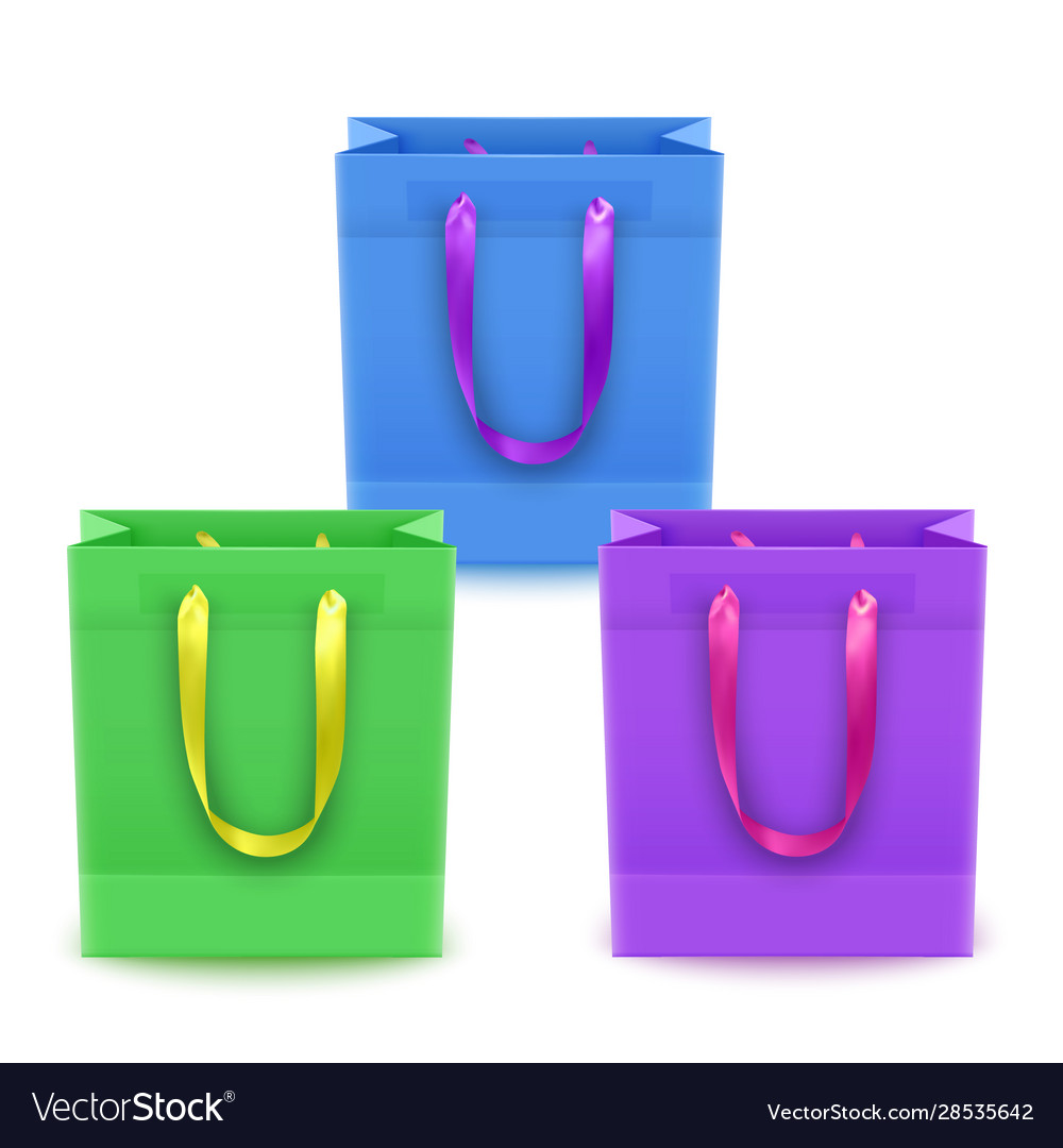 Set shopping bags from plastic or paper Royalty Free Vector