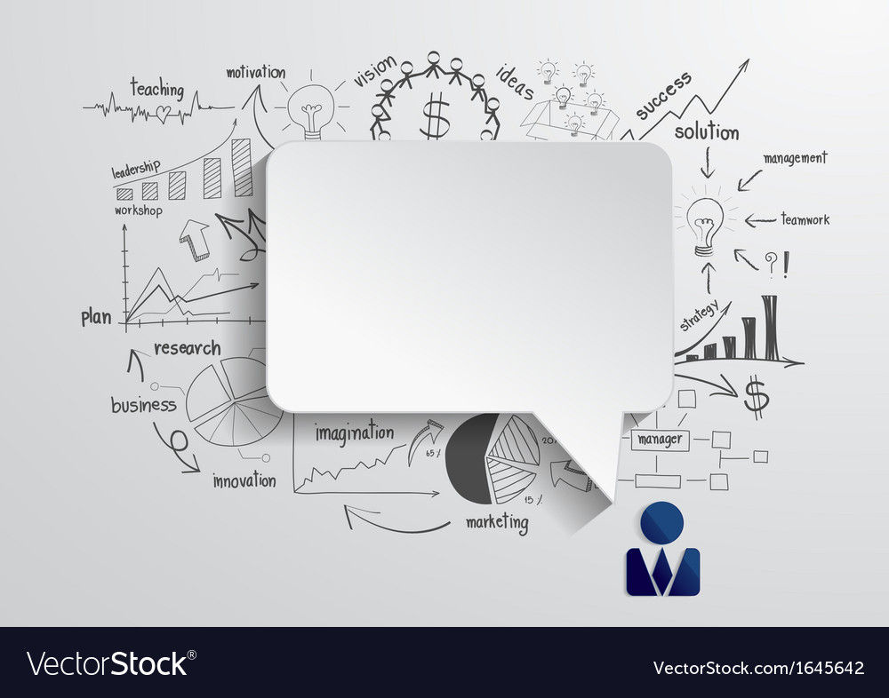 Speech bubble with drawing business strategy plan Vector Image