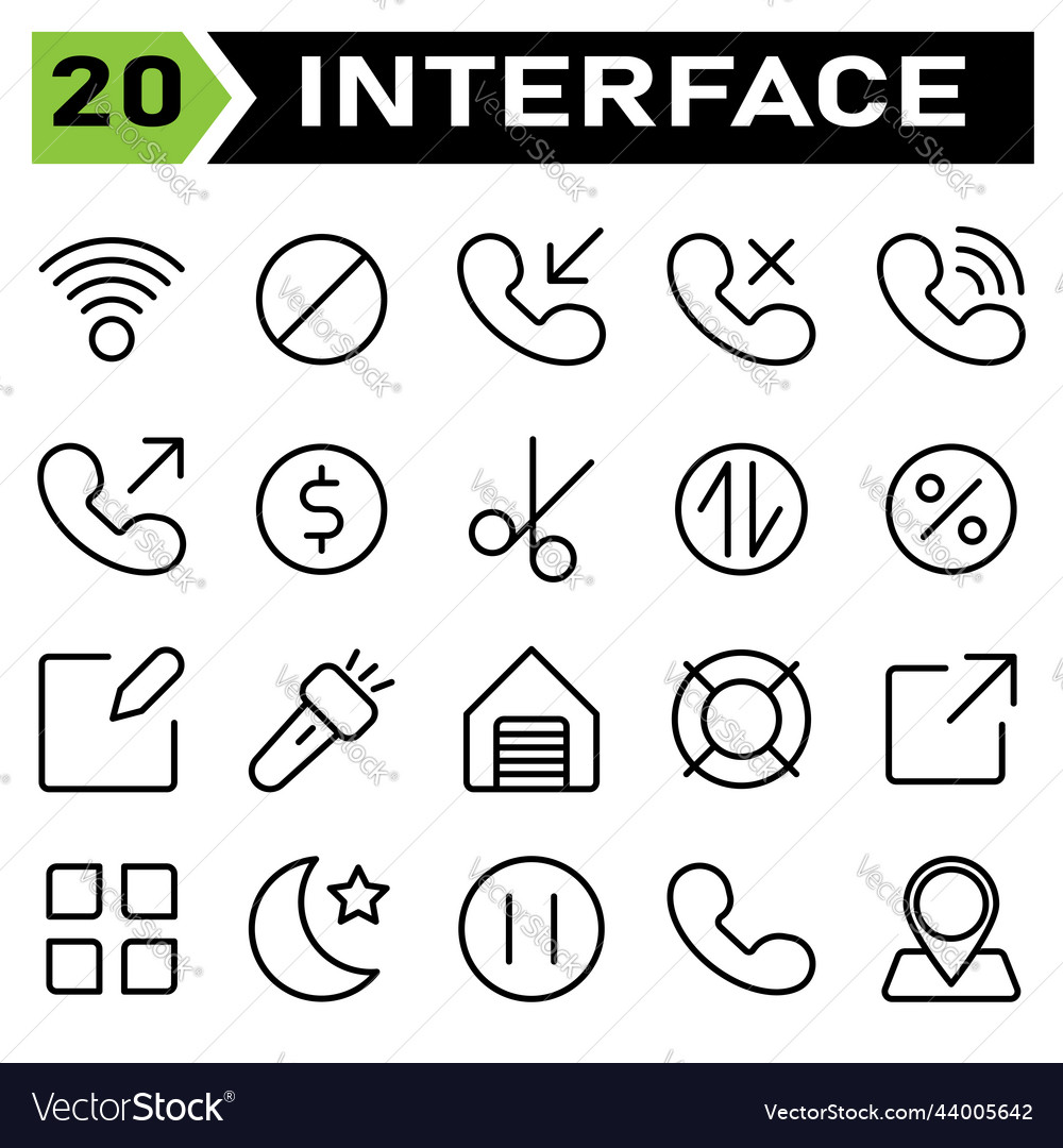 User interface icon set include connection vector image User interface icon set include connection