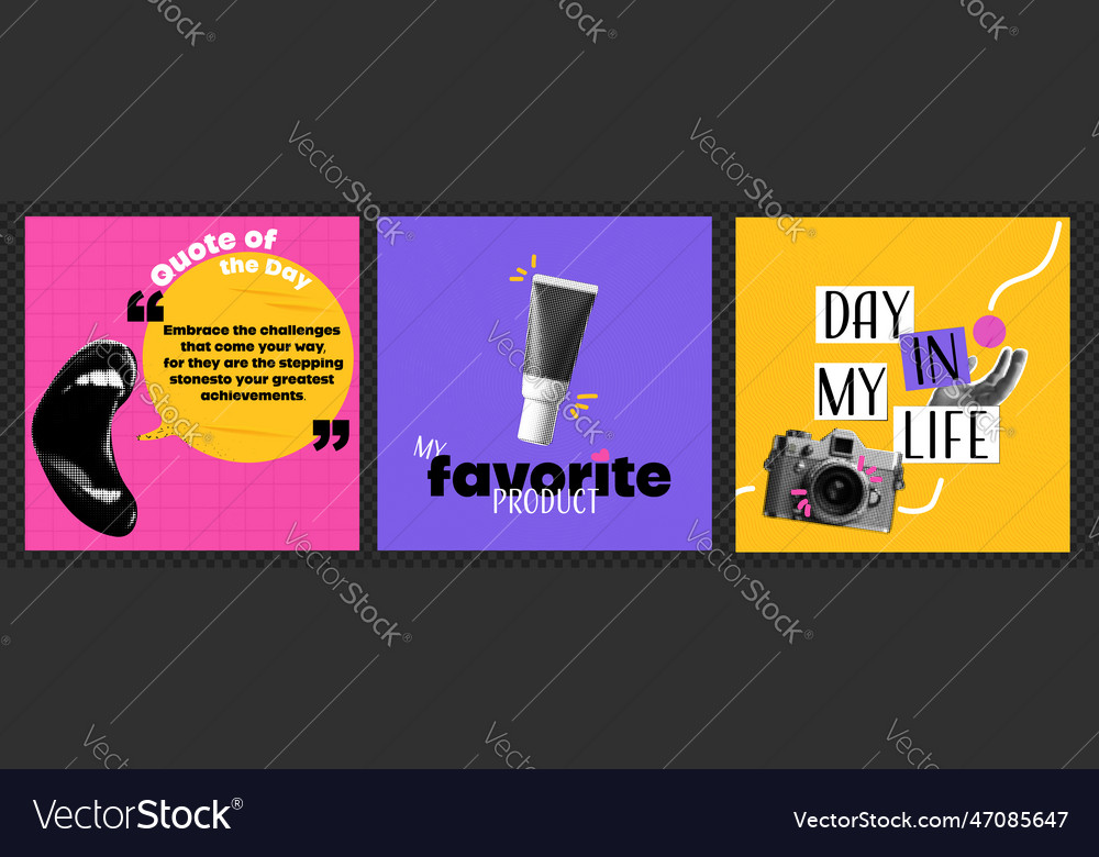 A set of templates for social networking posts vector image A set of templates for social networking posts