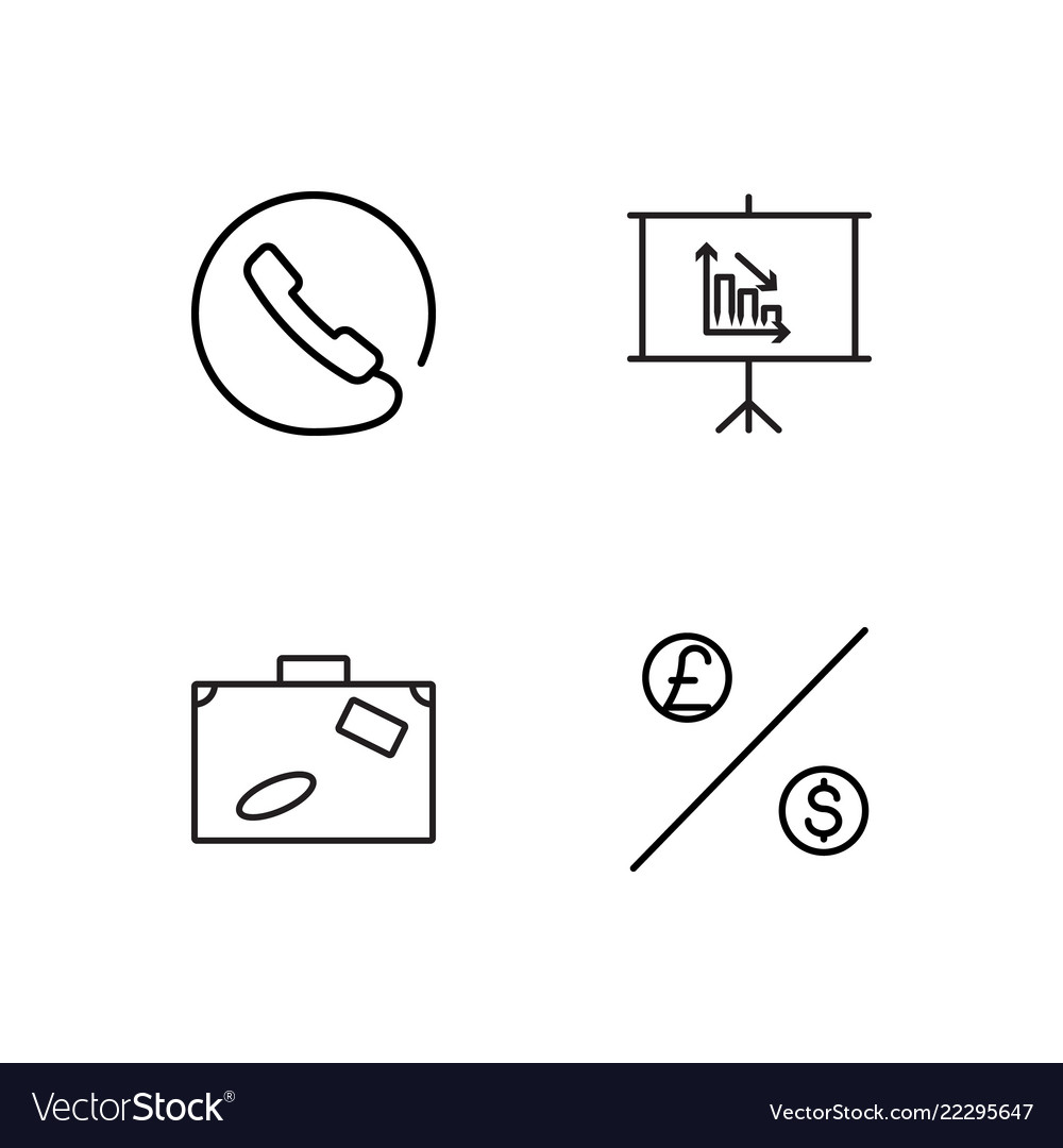 Business simple outlined icons set