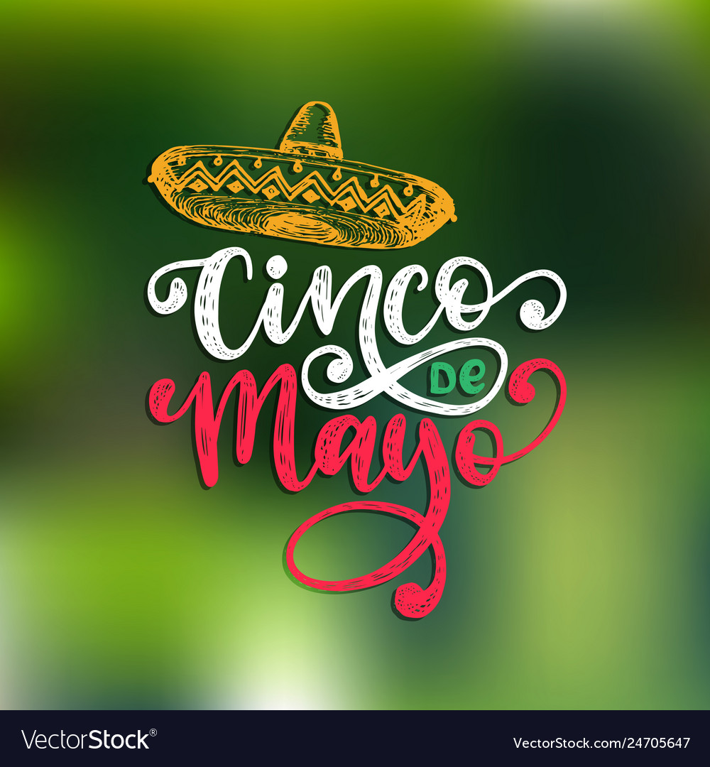 Cinco de mayo hand lettering translation from Vector Image