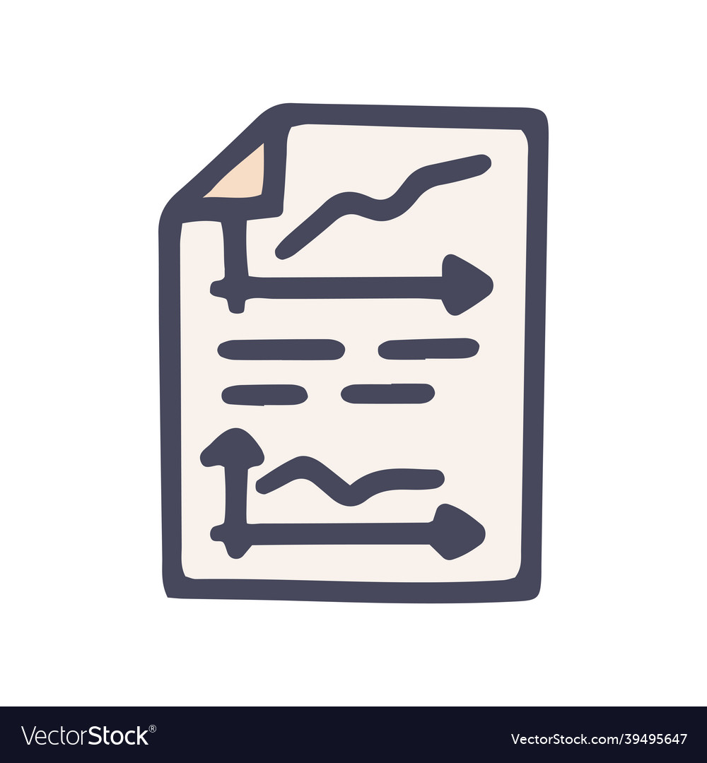 Document with graphs color doodle simple vector image Document with graphs color doodle simple