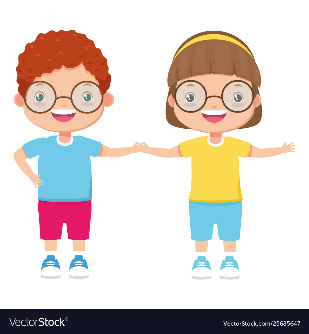 Happy boy and girl Royalty Free Vector Image - VectorStock