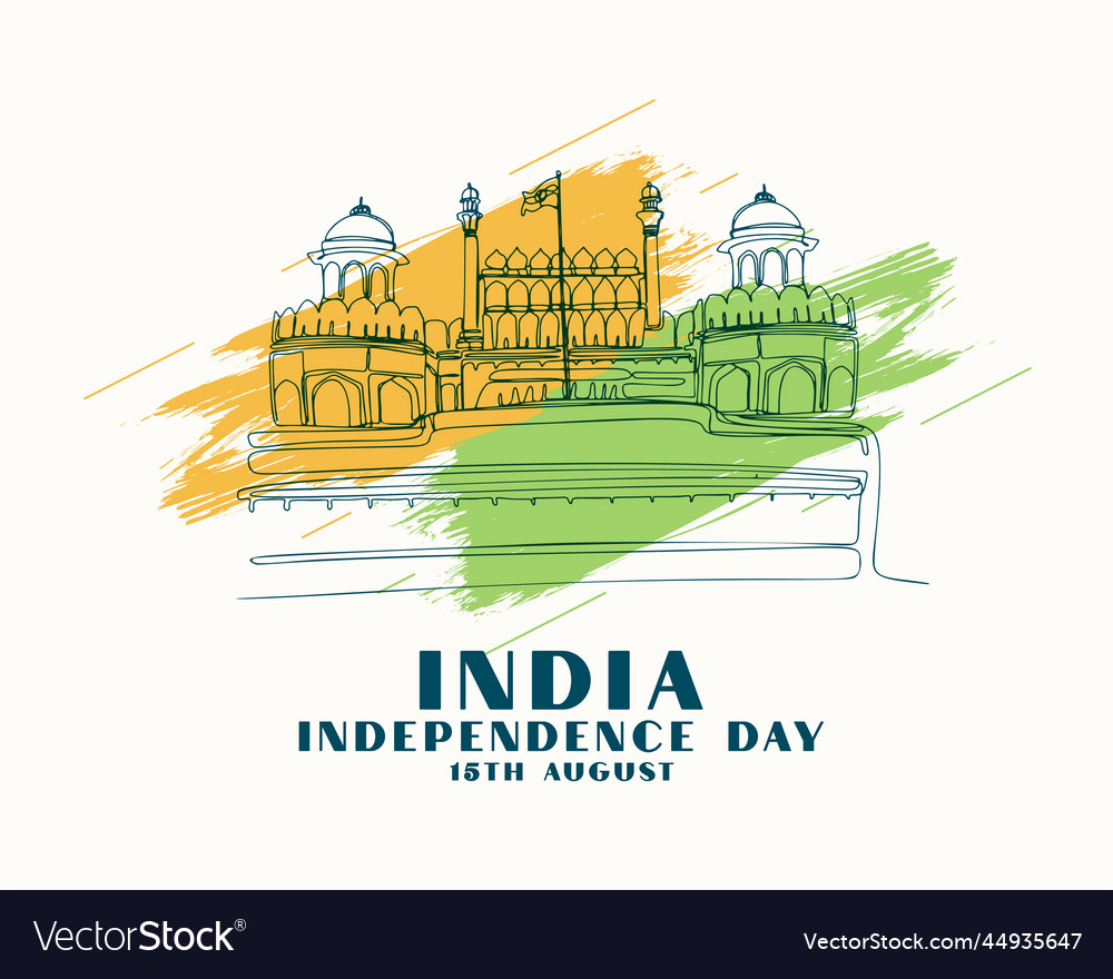 Independence day of india with hand drawn red fort