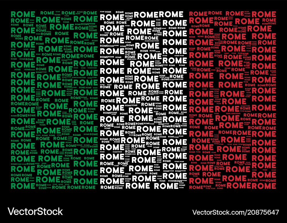 Italy flag pattern of rome text icons Royalty Free Vector