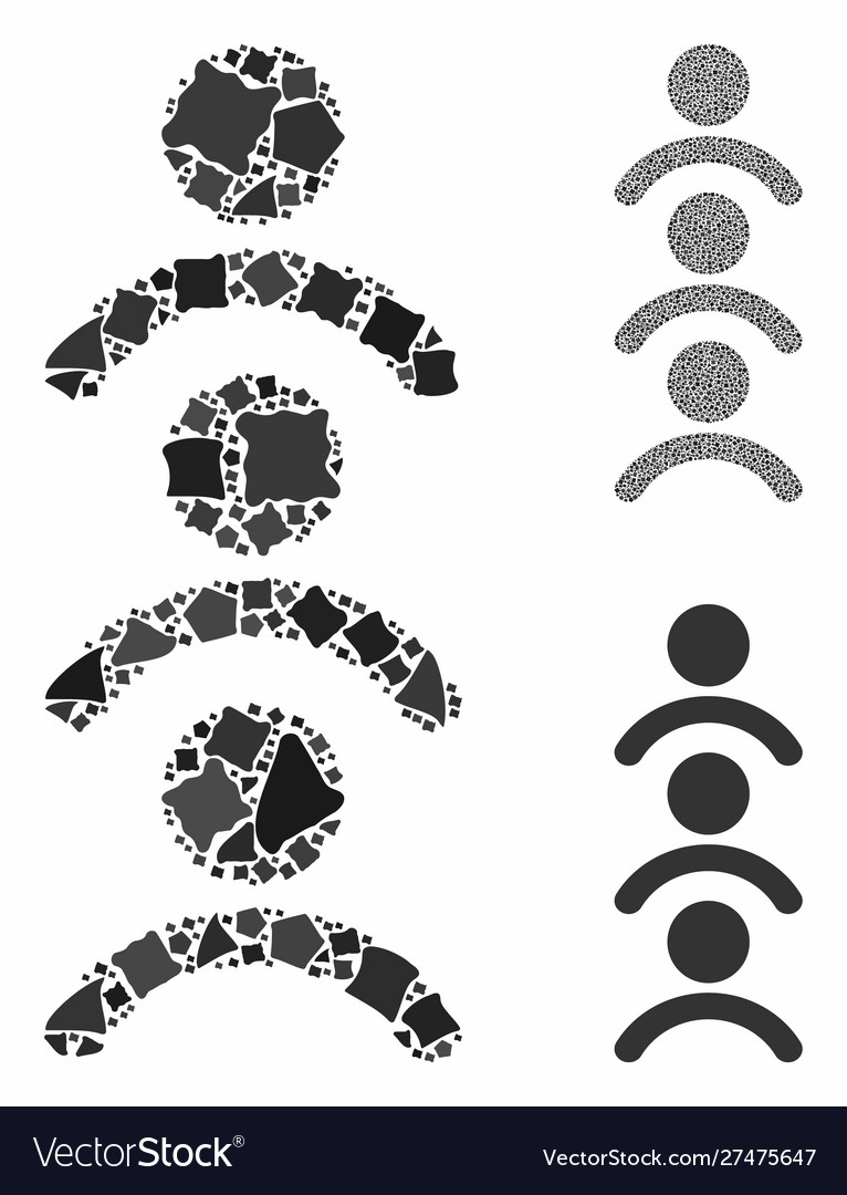 Man queue mosaic icon humpy pieces vector image Man queue mosaic icon humpy pieces