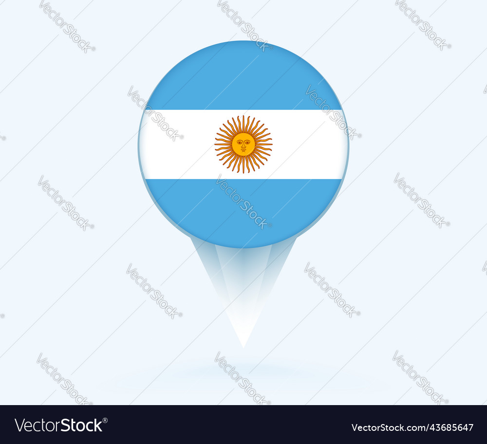 Map pointer with flag of argentina