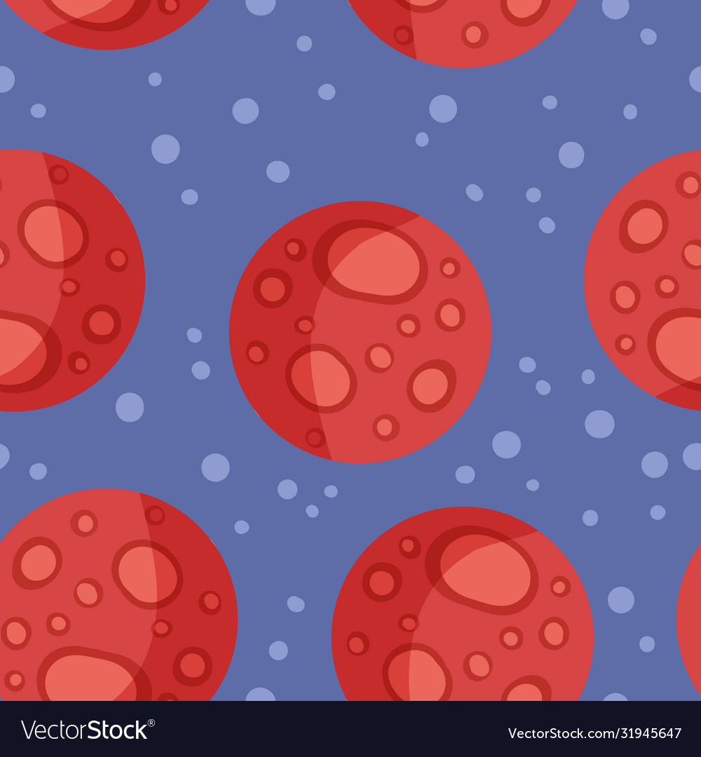 Mars planet abstract seamless space pattern vector image Mars planet abstract seamless space pattern