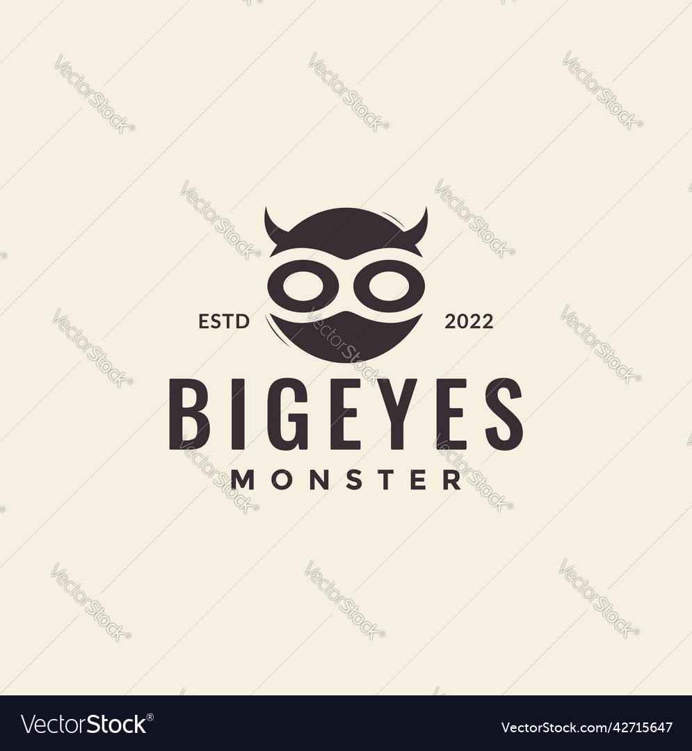 Minimal head monster with big eyes logo design