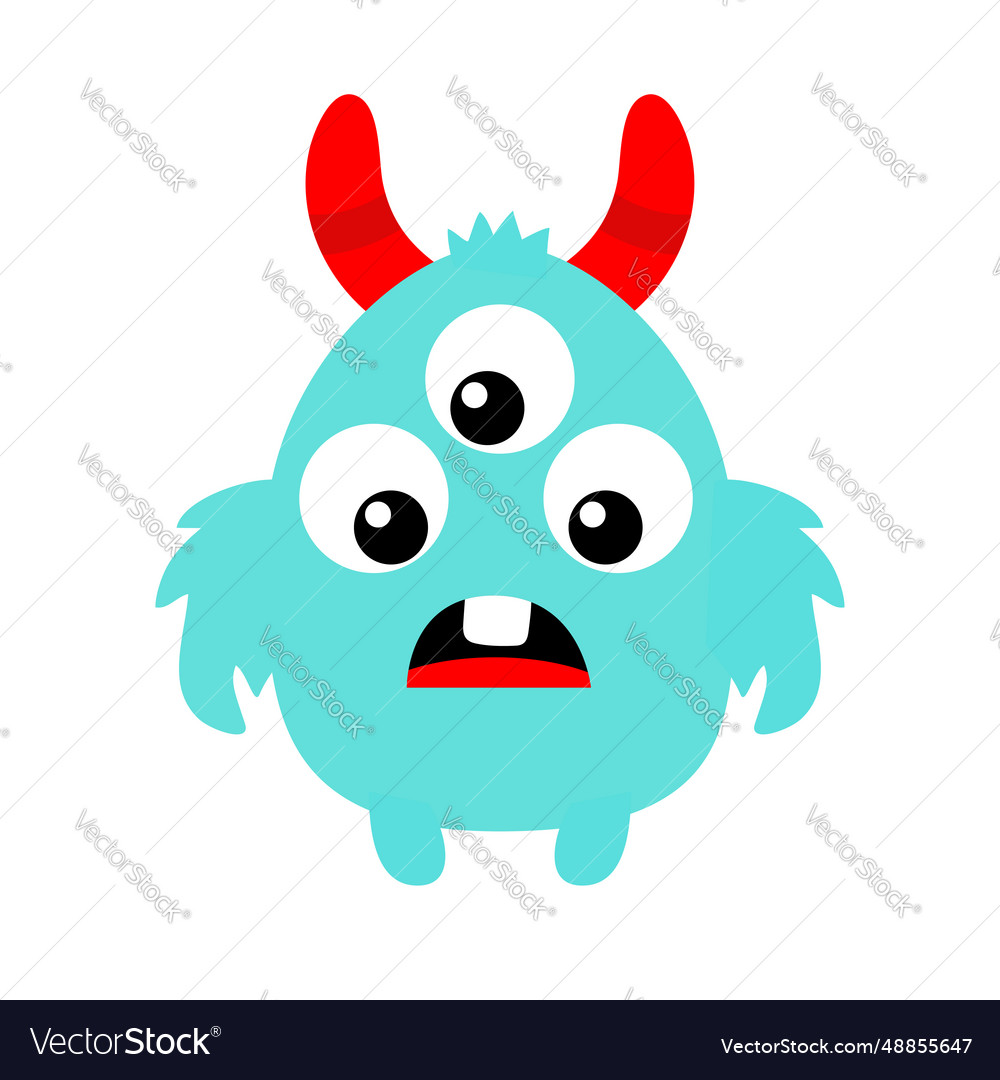 Monster happy halloween cute head face with horns Vector Image