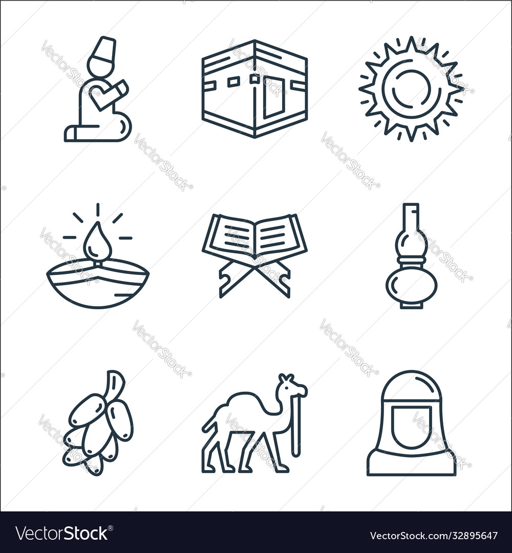 Ramadan line icons linear set quality