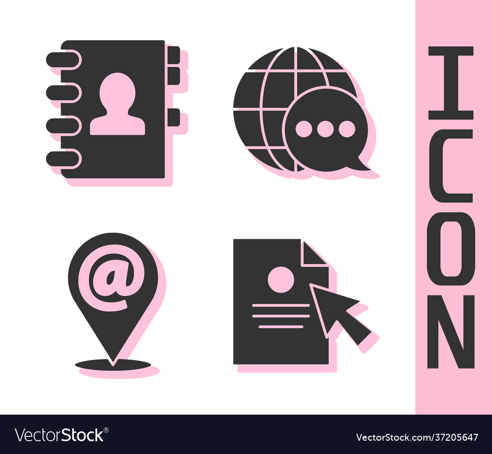 Set document and cursor address book location vector image Set document and cursor address book location